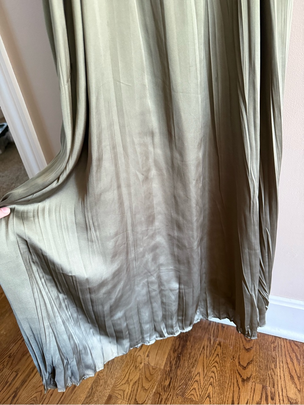 Zara Olive Green Shiny Dress - Picture 6 of 9